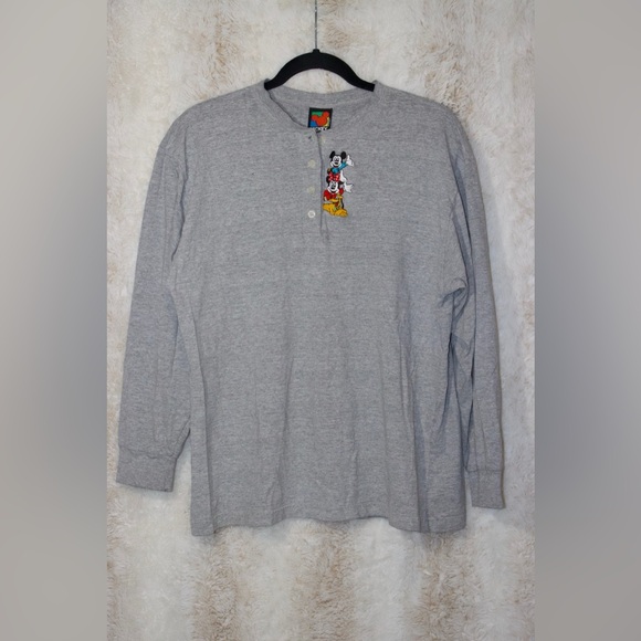 Disney Gray Long Sleeve Shirt with Mickey Mouse - Picture 1 of 5